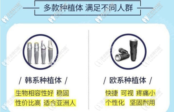 在三亚鼎点口腔种牙可选取不同植体