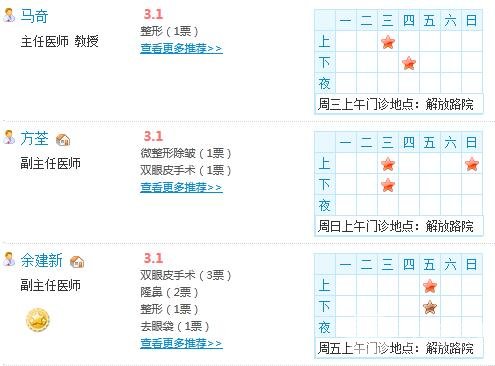 浙医二院整形外科医生坐诊时间表